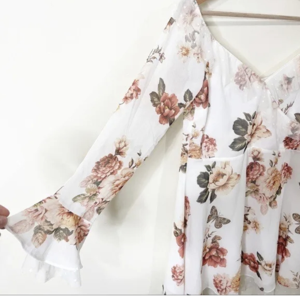 Majorelle Revolve Floral white zinnia ruffle mesh dress - Pristine condition